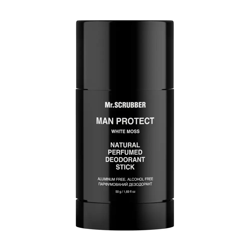 Натуральний парфумований чоловічий дезодорант-стік Mr.Scrubber Man Protect White Moss Natural Perfumed Deodorant Stick, 50 г